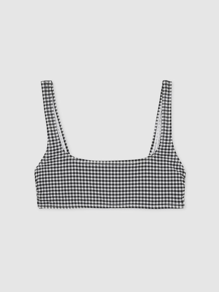 reiss Good American Gingham Bikini Top in Black