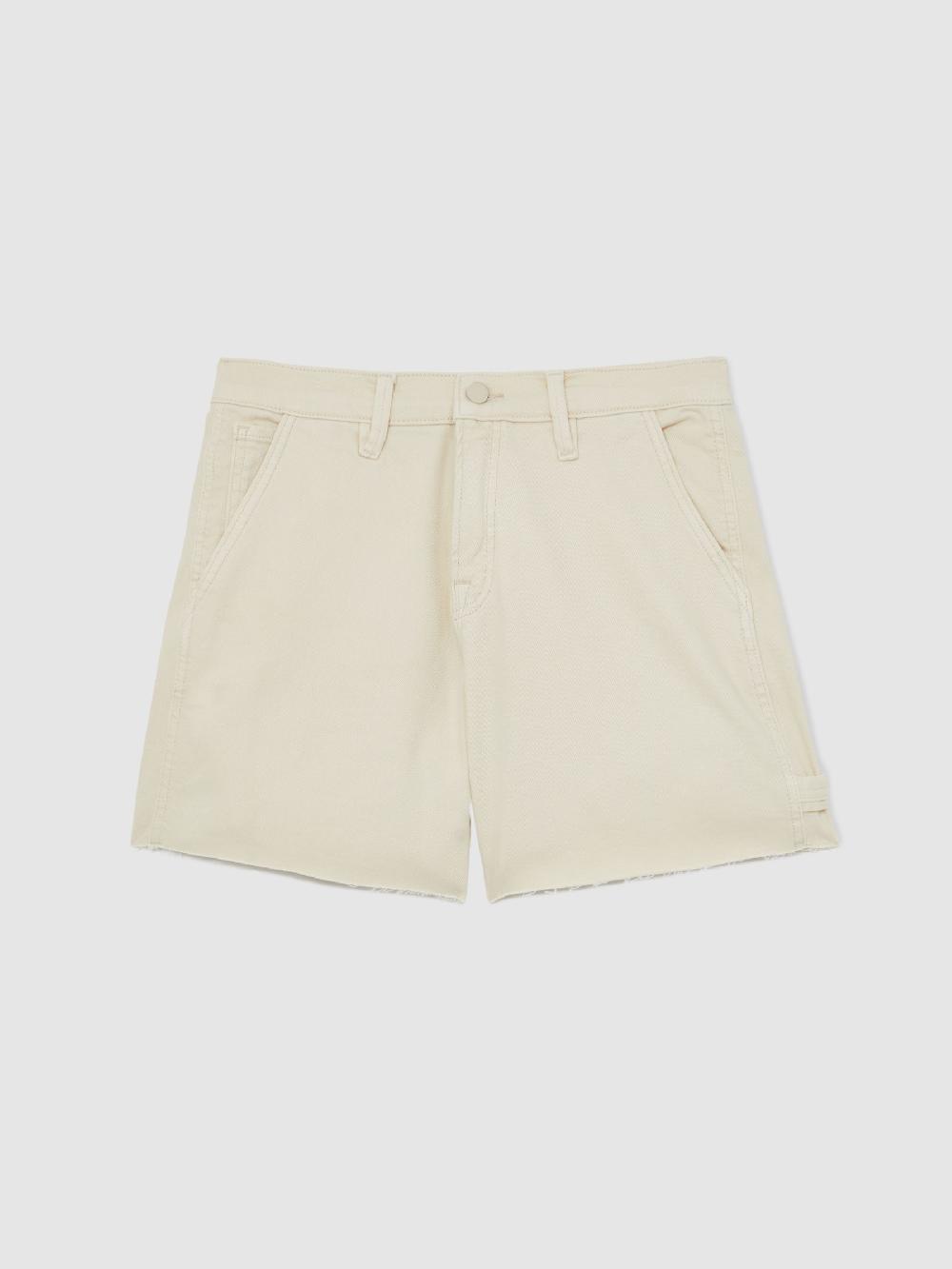Reiss Good American Long Denim Shorts In Ecru