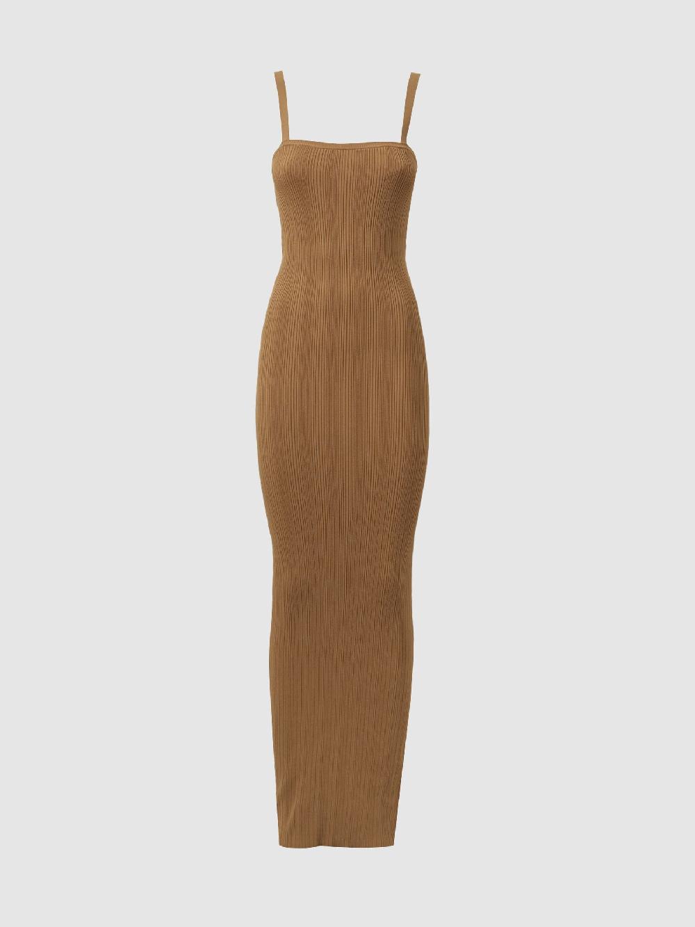 Reiss Good American Plisse Maxi Dress In Tan