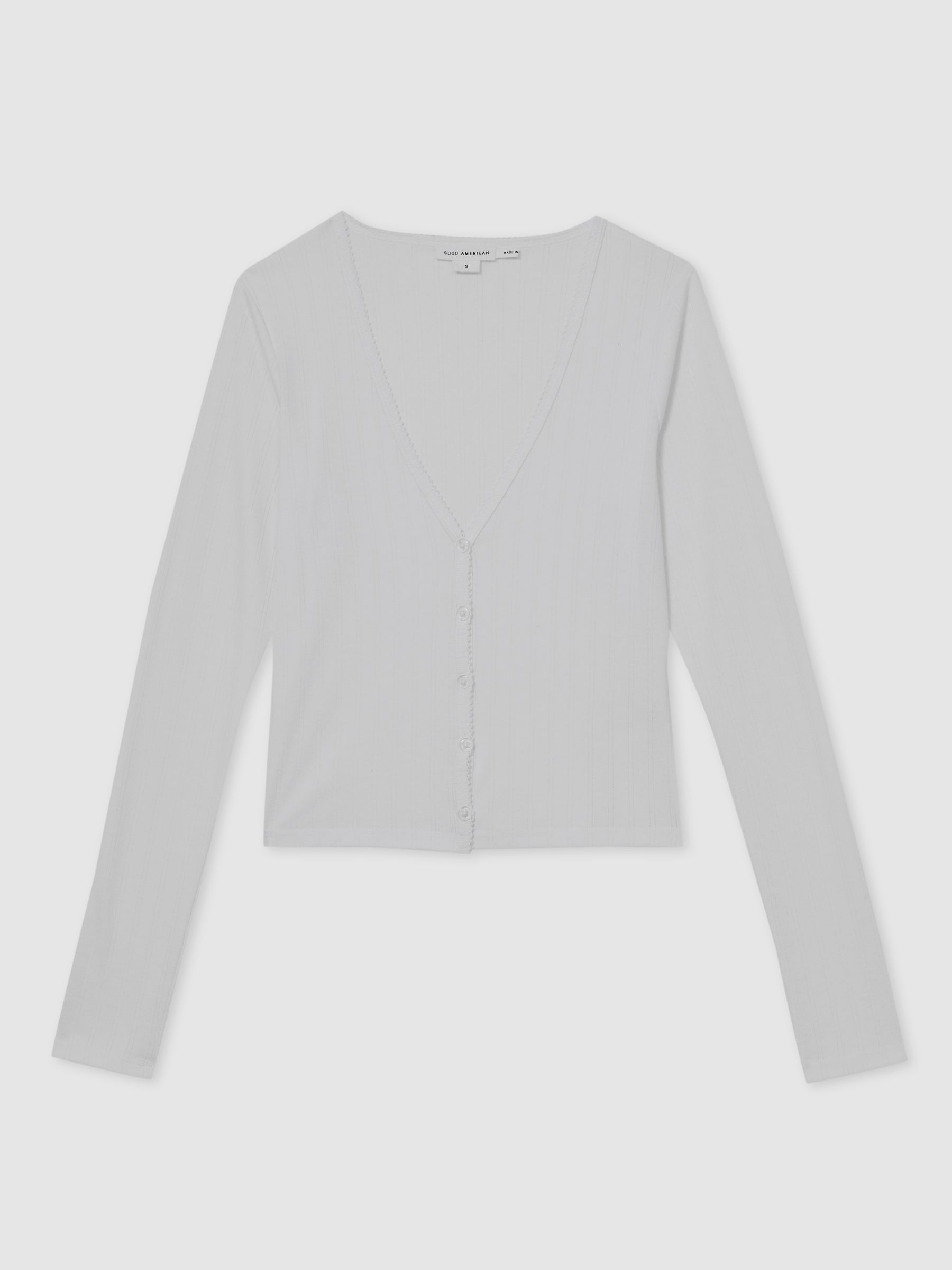 Reiss Good American Pointelle Cardigan In White