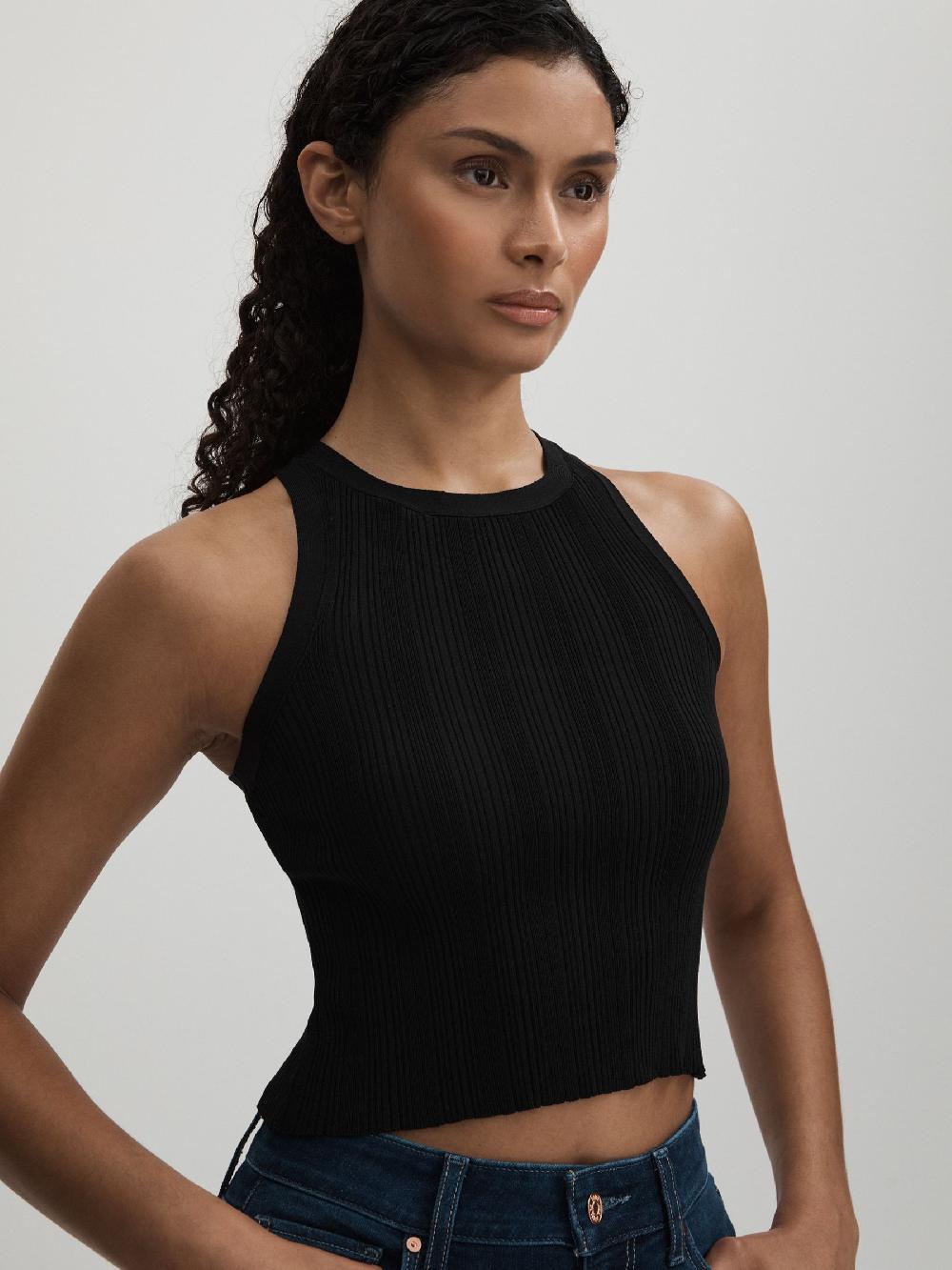 Reiss Good American Ribbed Vest In Black