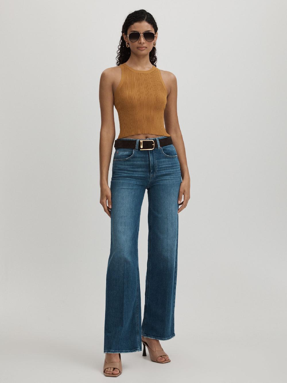 Reiss Good American Ribbed Vest In Tan