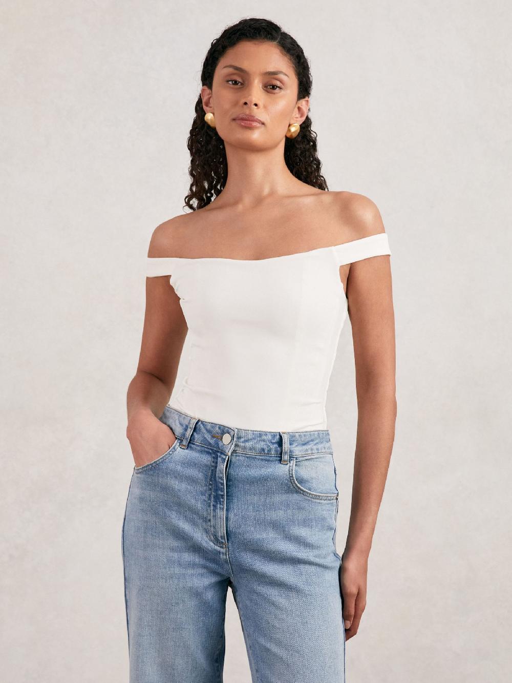 Reiss Good American Scuba Corset Bodysuit In White