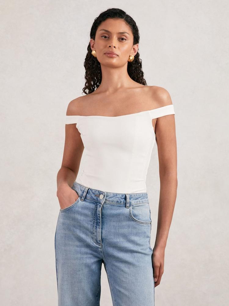 reiss Good American Scuba Corset Bodysuit in White