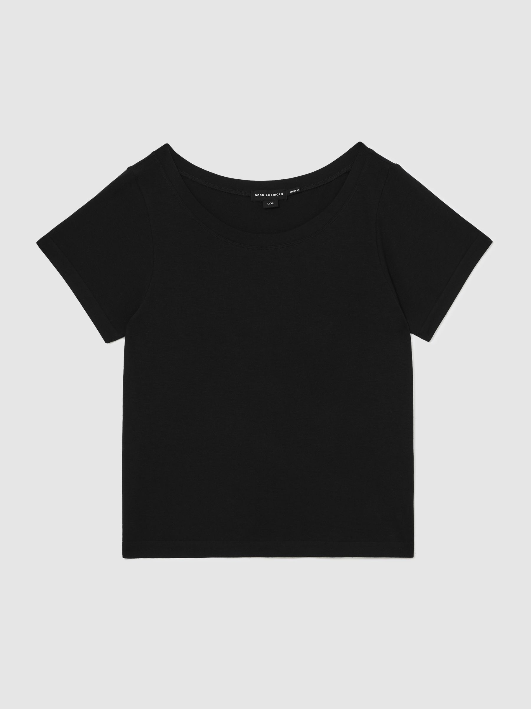 Reiss Good American Stretch-Modal T-Shirt In Black