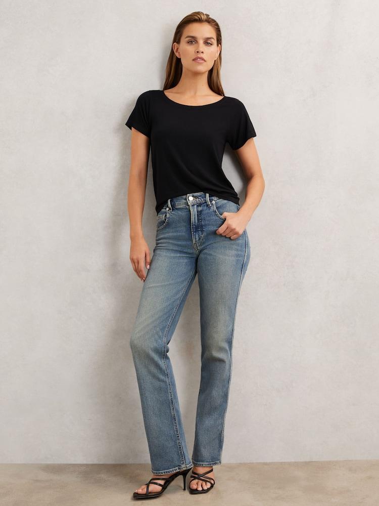 reiss Good American Stretch-Modal T-Shirt in Black