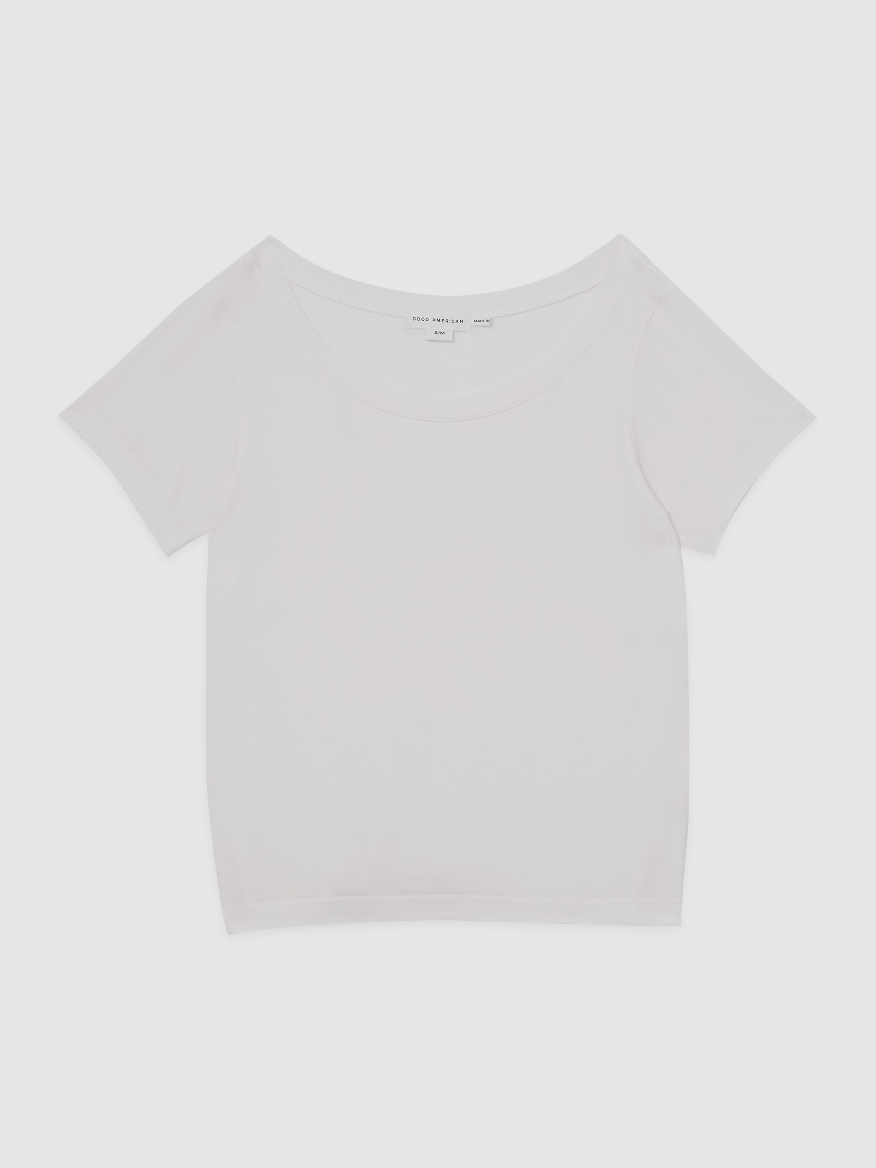 Reiss Good American Stretch-Modal T-Shirt In Cream