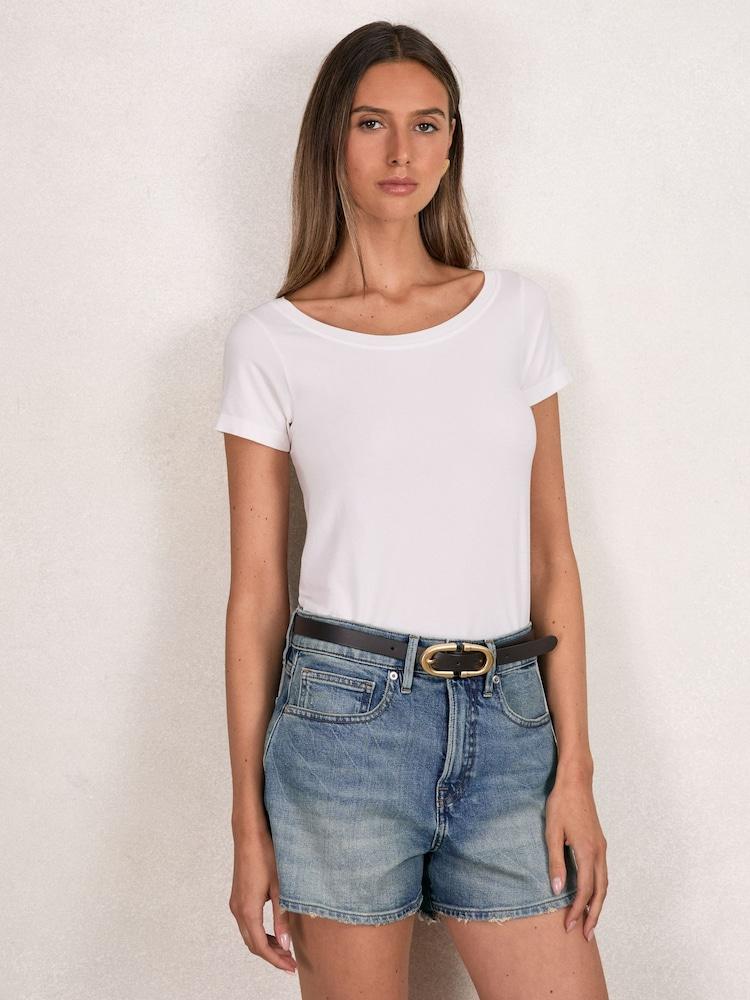 reiss Good American Stretch-Modal T-Shirt in Cream