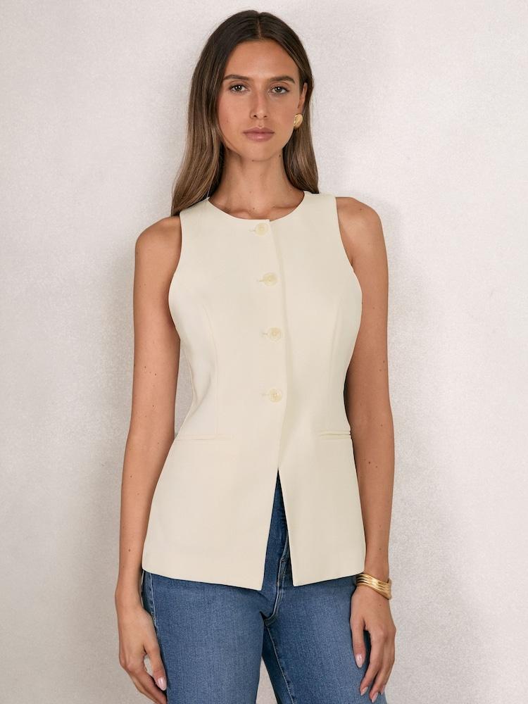 reiss Good American Tailored Vest in Cream