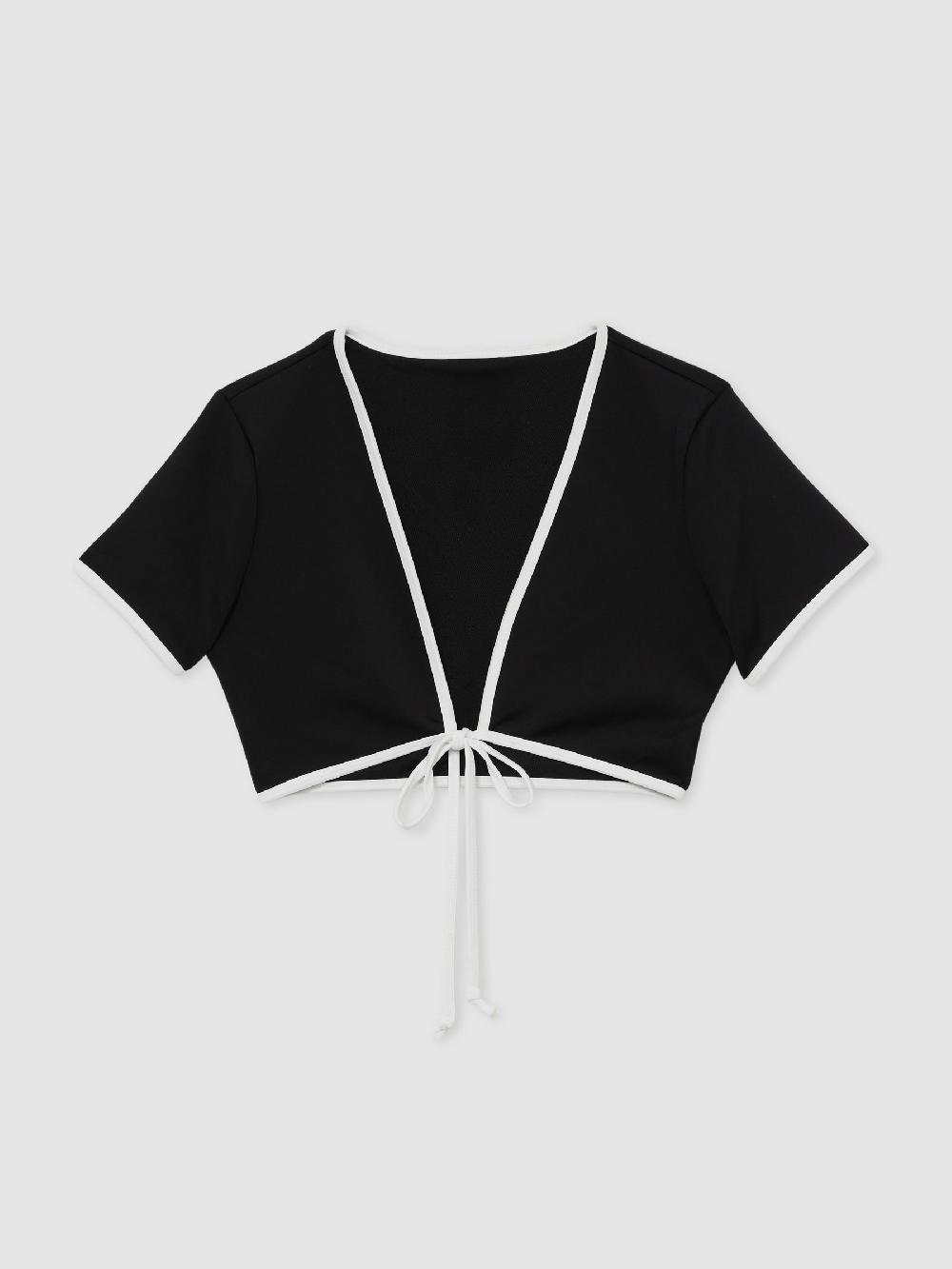 Reiss Good American Tie-Front Swim Tee In Black