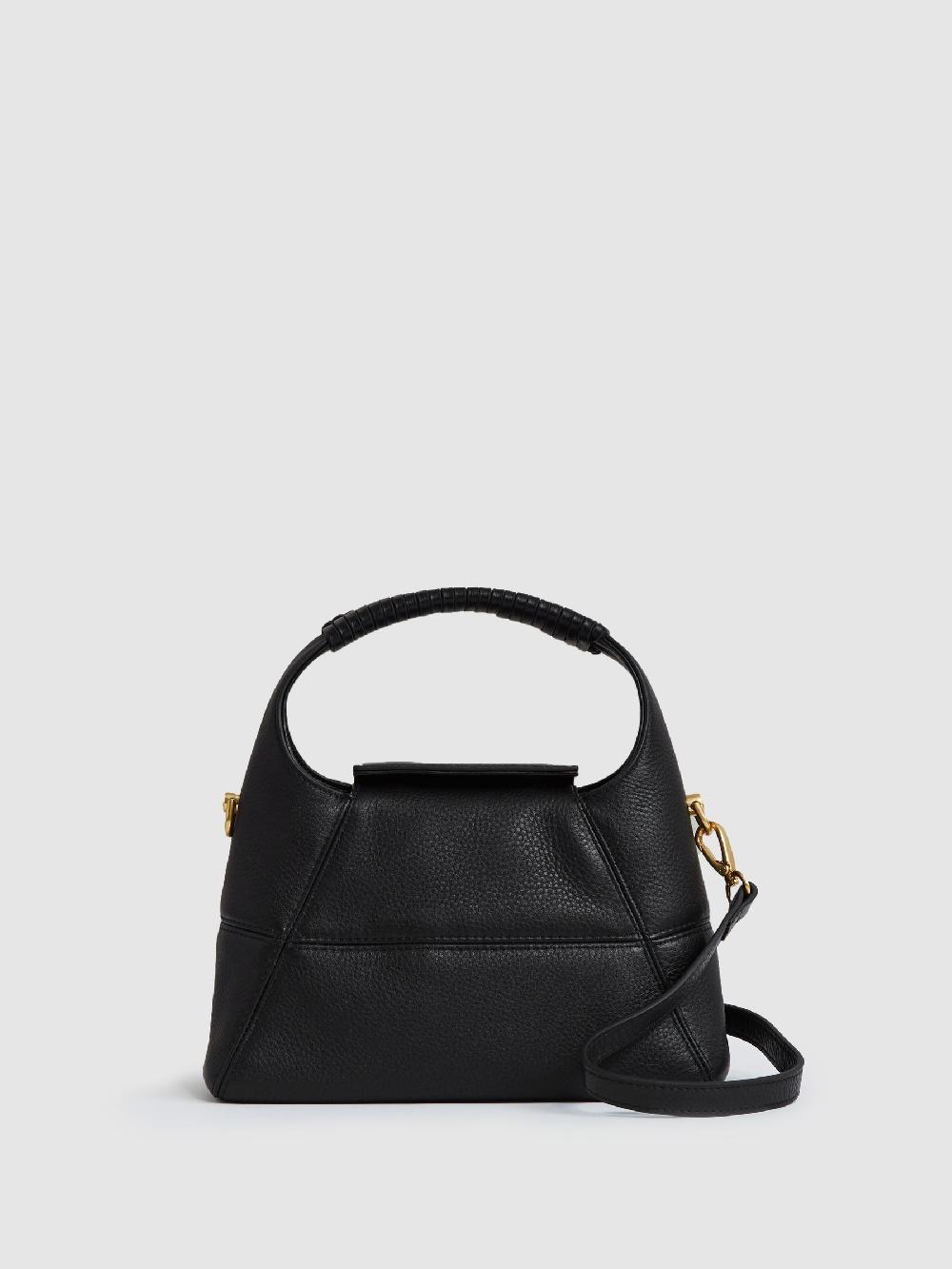Reiss Grained-Leather Crossbody Bag In Black