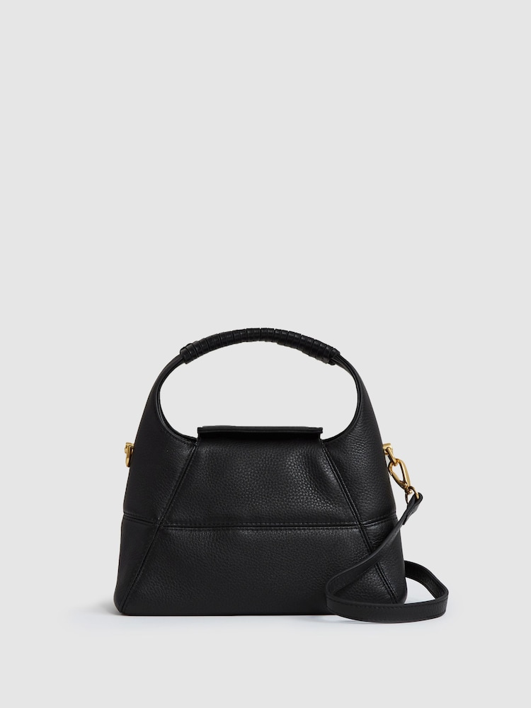 reiss Grained-Leather Crossbody Bag in Black