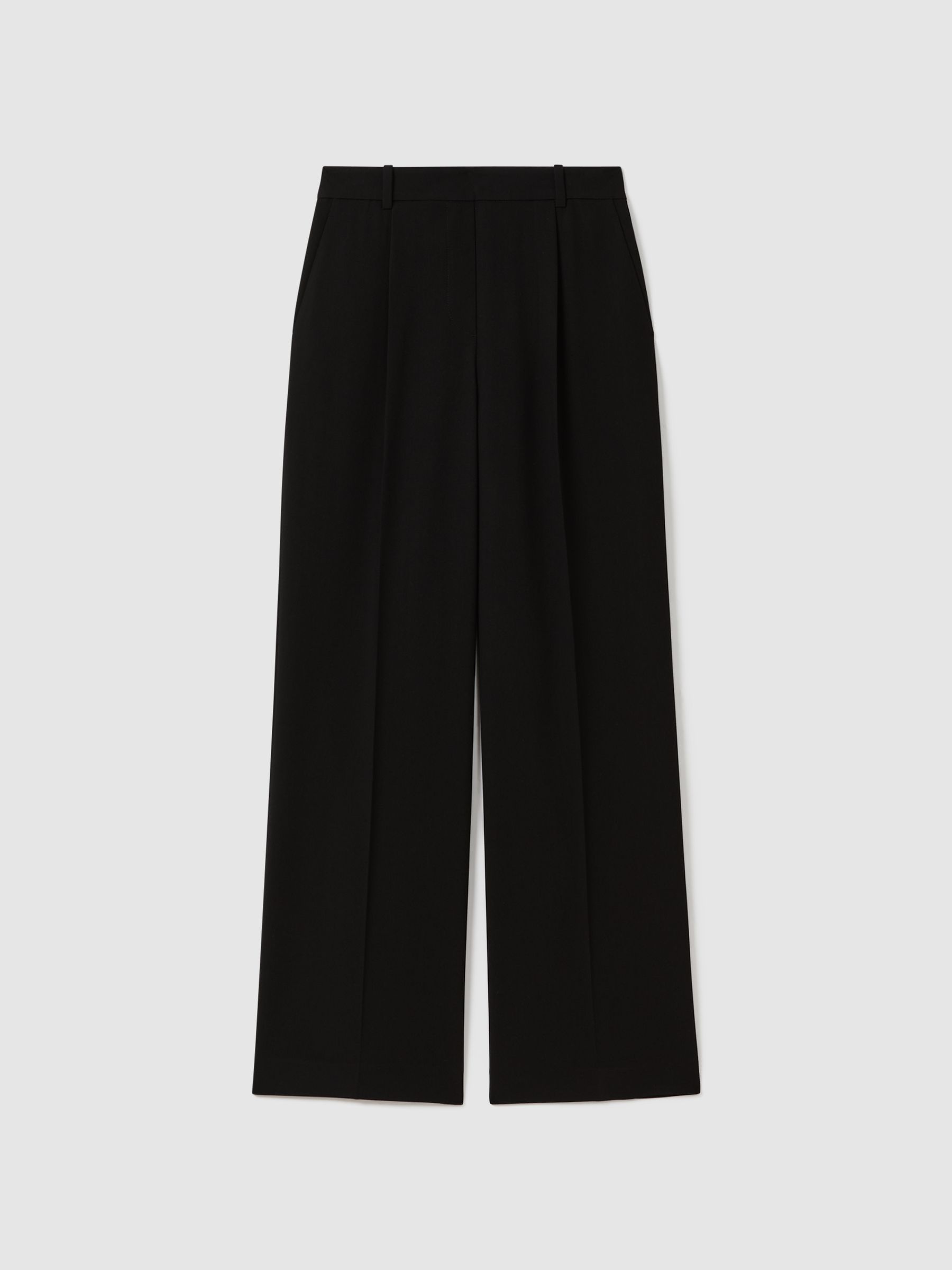 Reiss Half-Elasticated Wide Leg Trousers In Black
