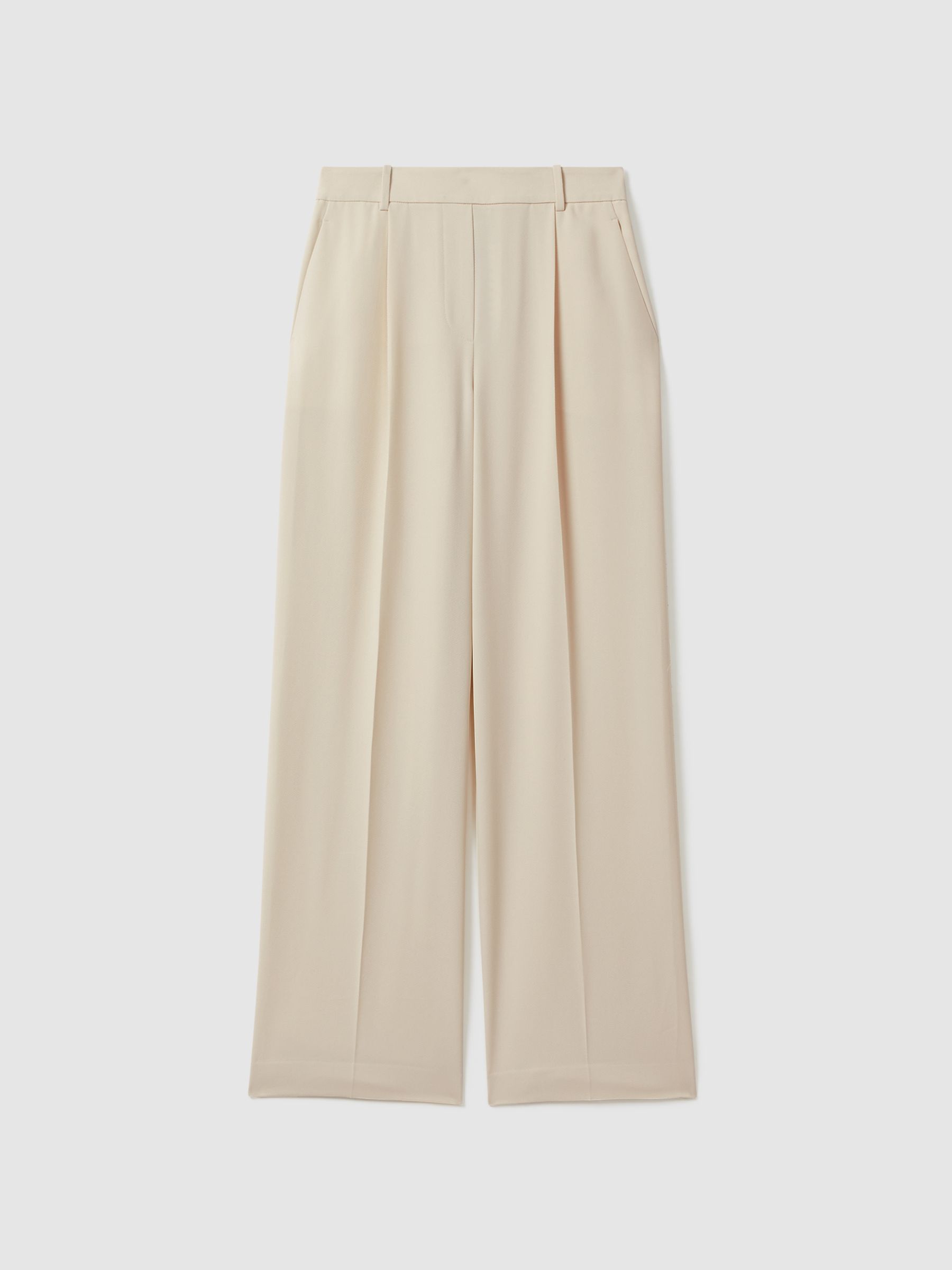 Reiss Half-Elasticated Wide Leg Trousers In Cream