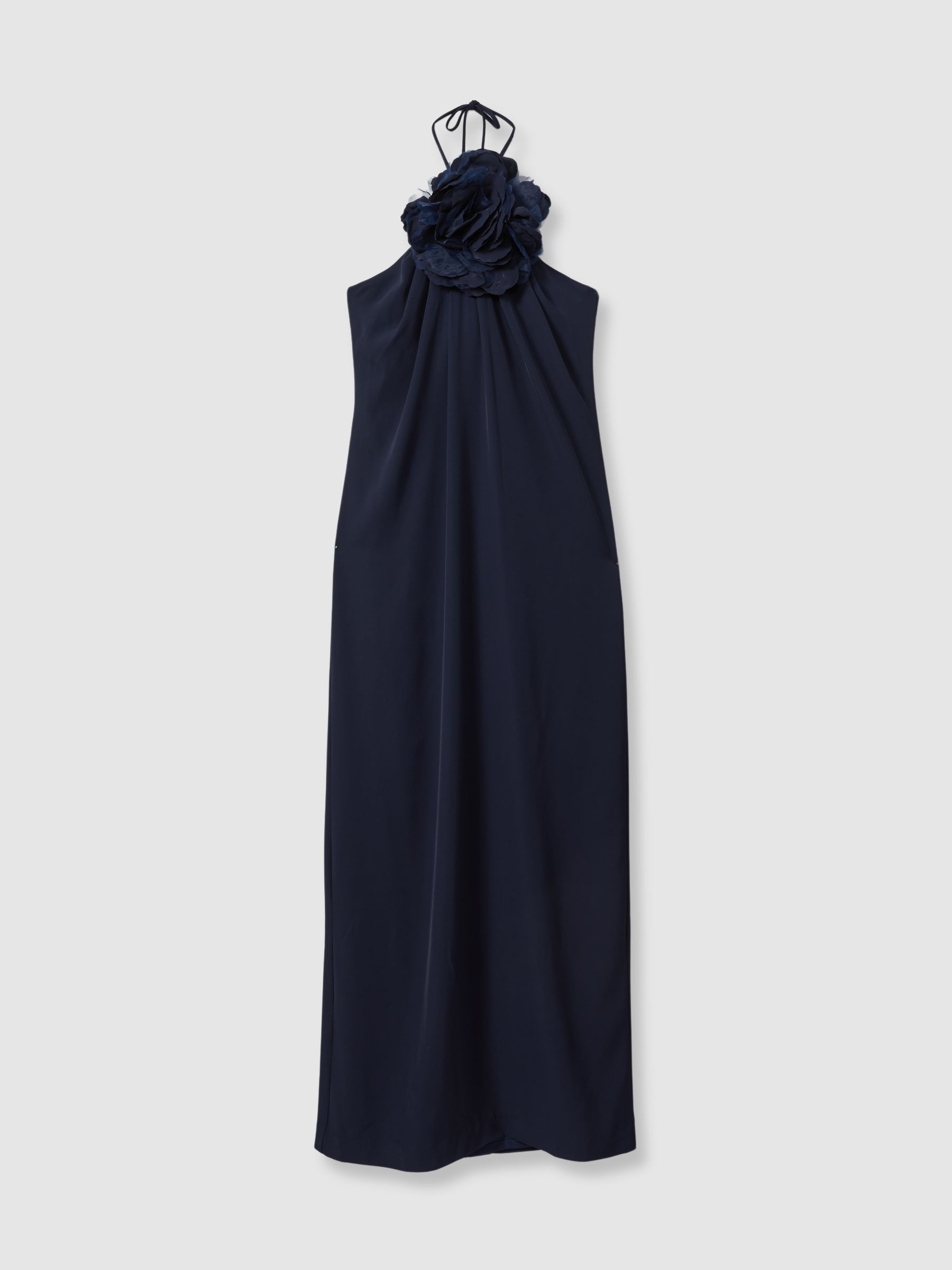 Reiss Halston Rosette Maxi Dress In Navy