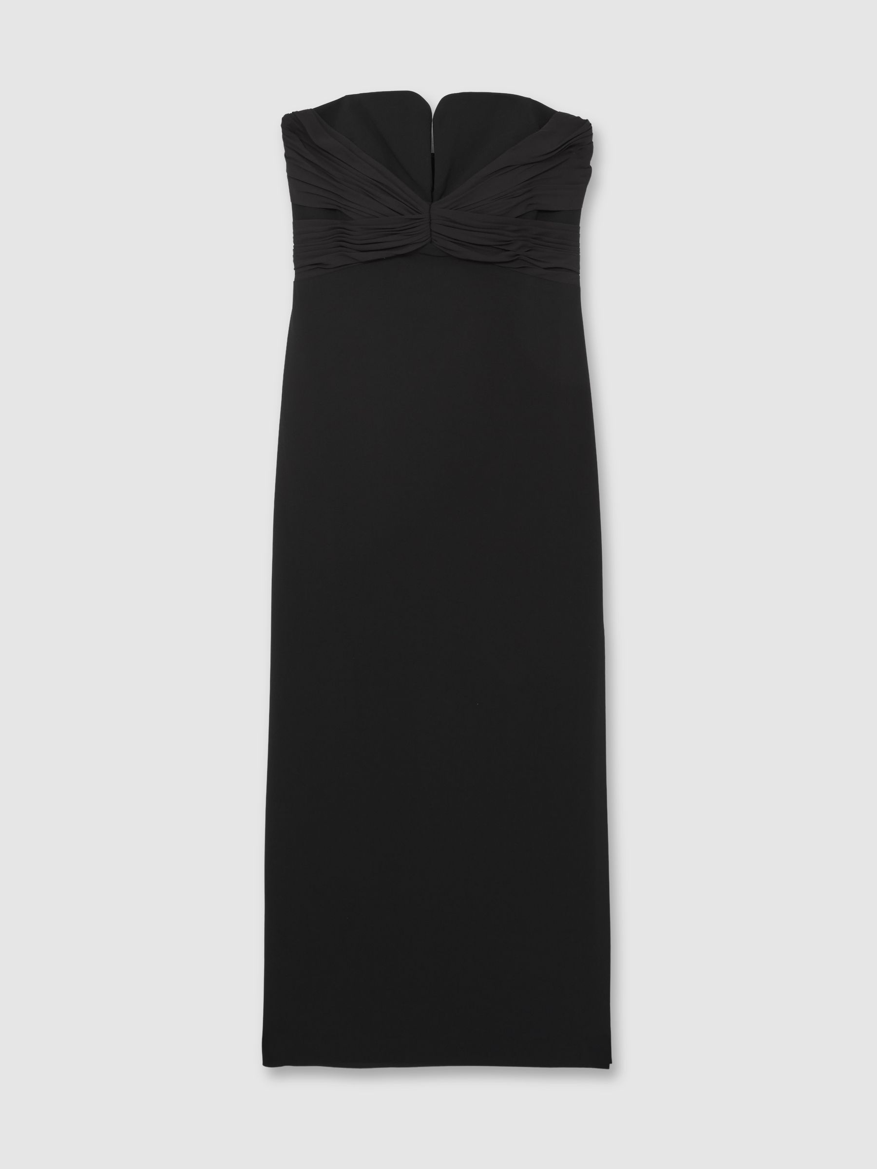 Reiss Halston Strapless Crepe Midi Dress In Black