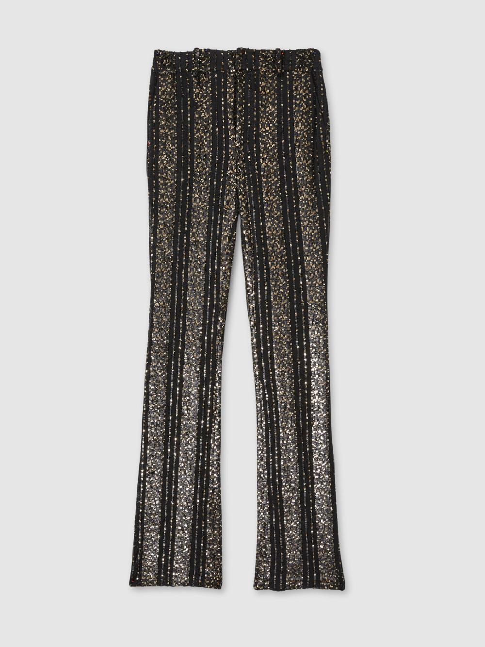 Reiss Halston Striped Sequin Trousers In Black
