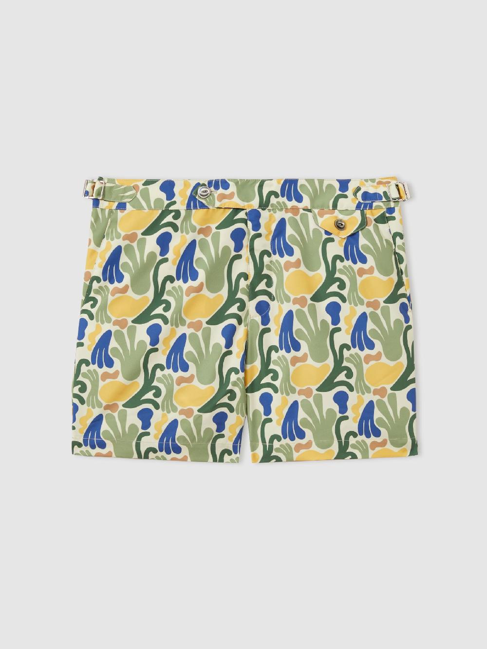 Reiss Hemingsworth Ikat-Print Swim Shorts In Green