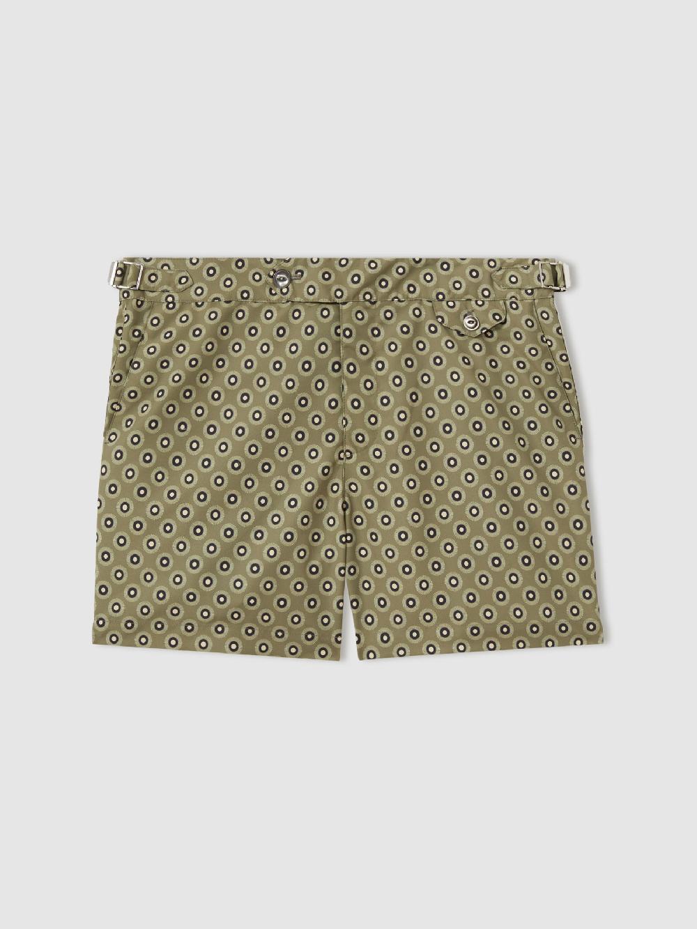 Reiss Hemingsworth Ikat-Print Swim Shorts In Olive
