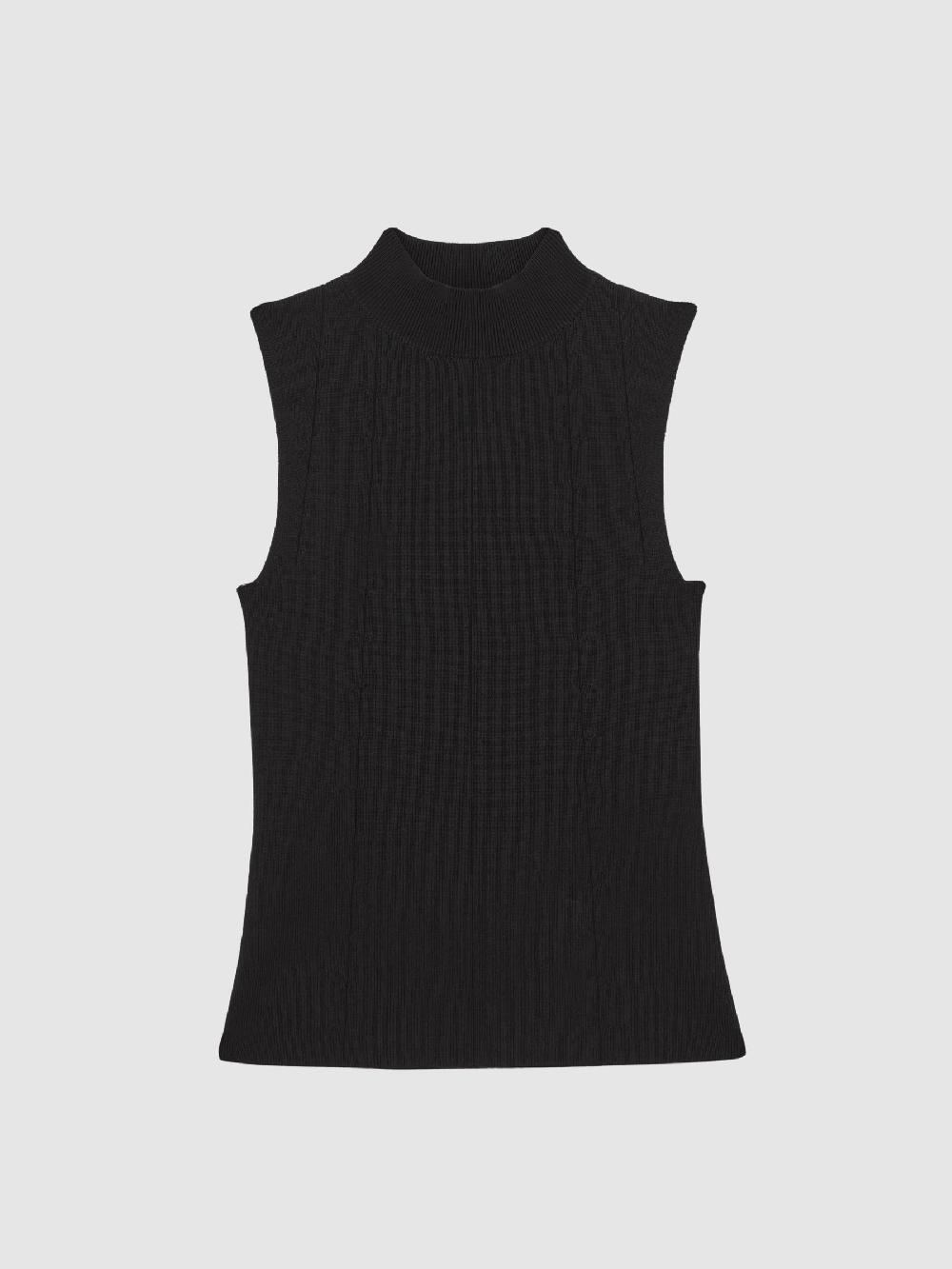 Reiss High Neck Sleeveless Top In Black