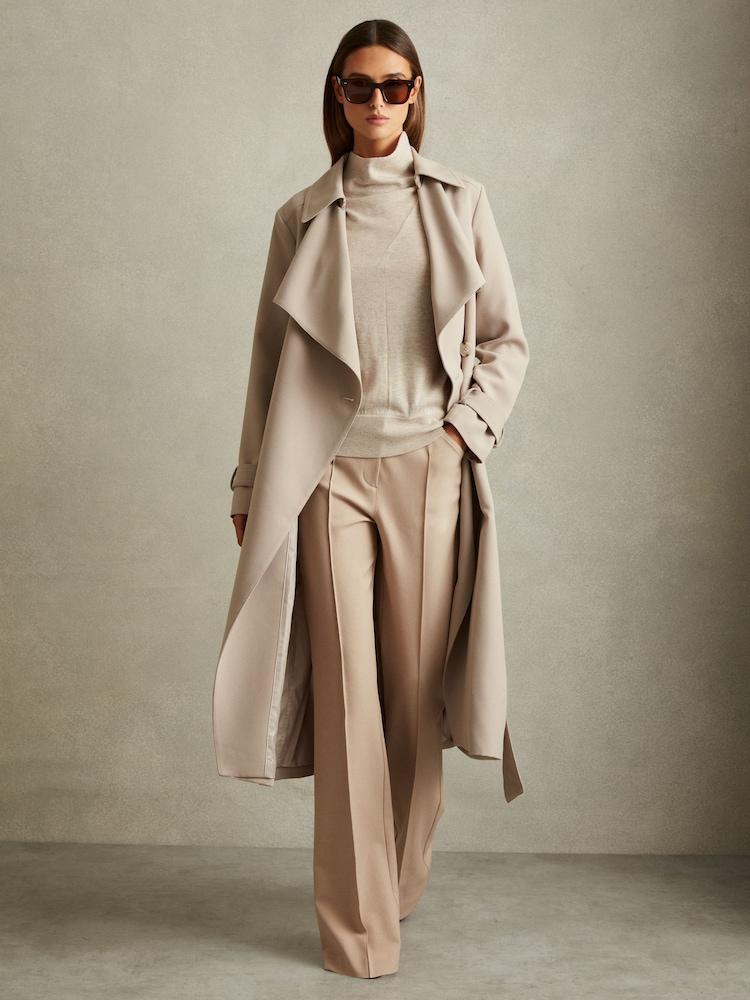 reiss High Rise Flared Trousers in Neutral