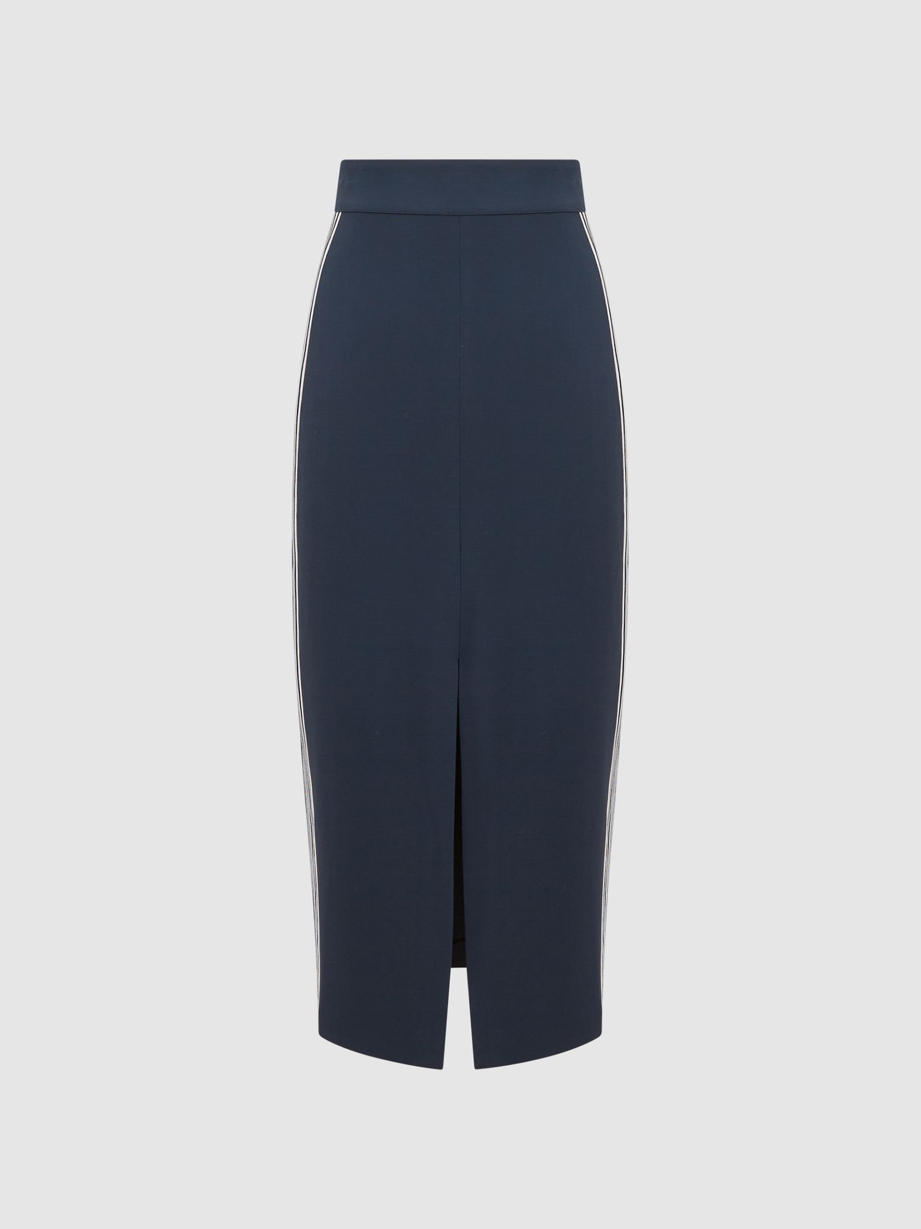 Reiss High Rise Midi Pencil Skirt In Navy