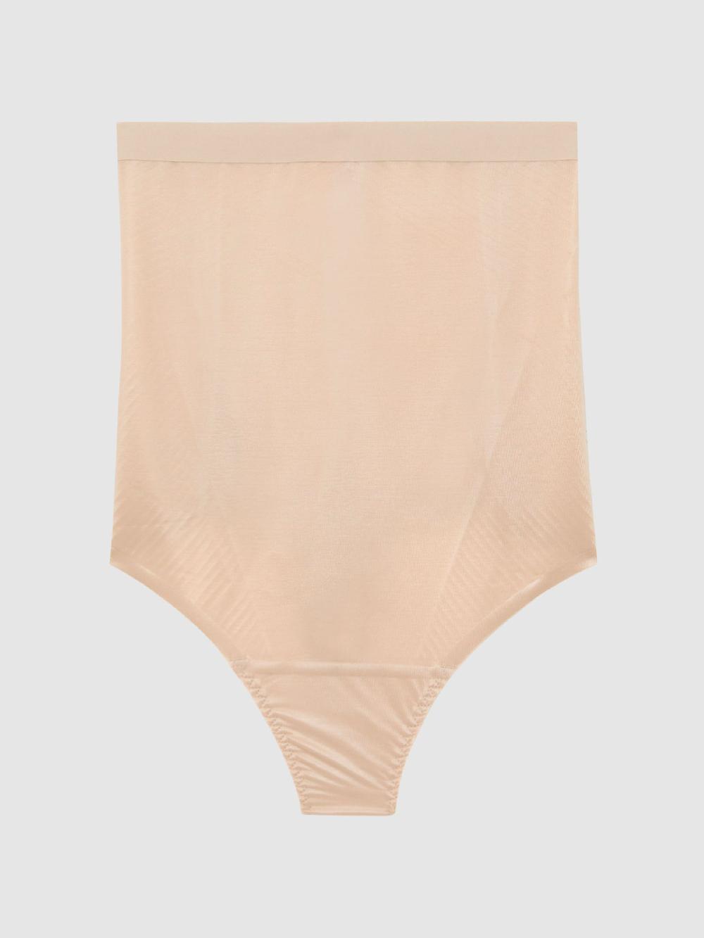Reiss High Waisted Thong In Champagne Beige