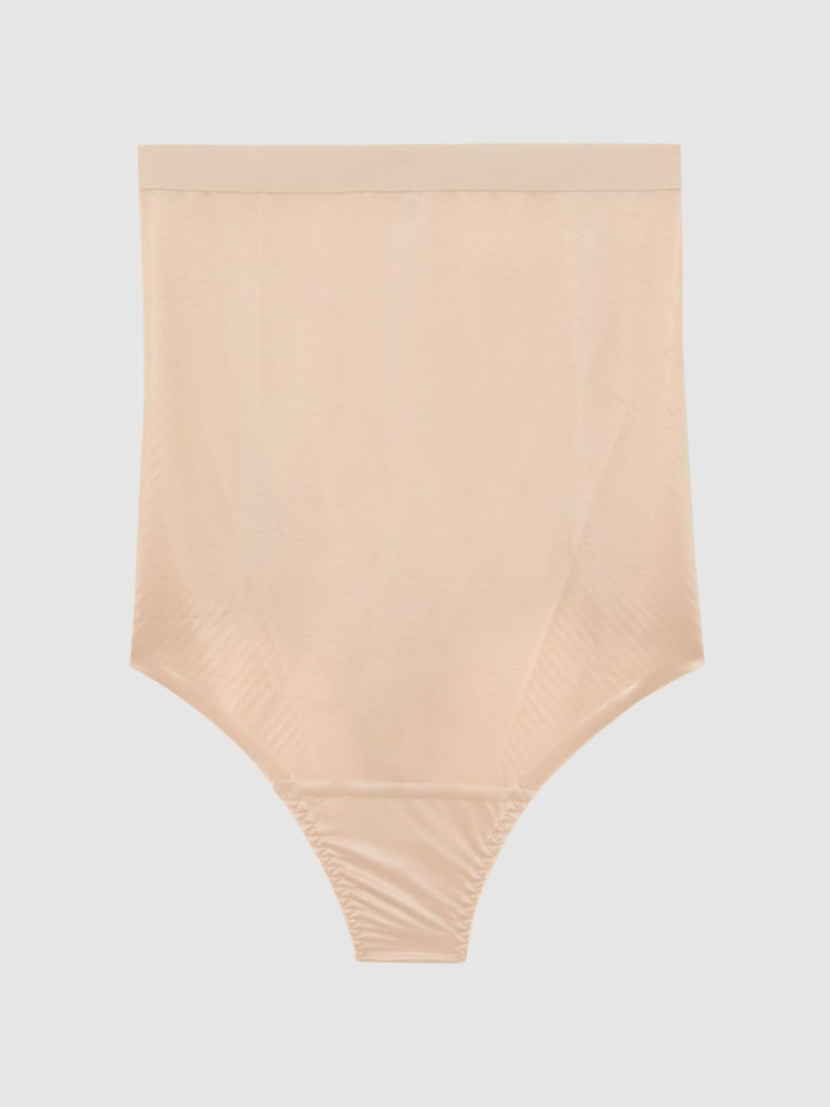 reiss High Waisted Thong in Champagne Beige