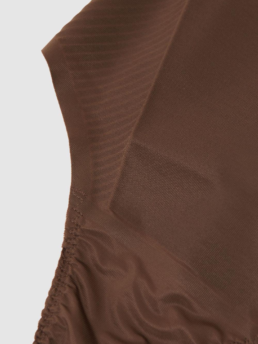 Reiss High Waisted Thong In Chestnut Brown