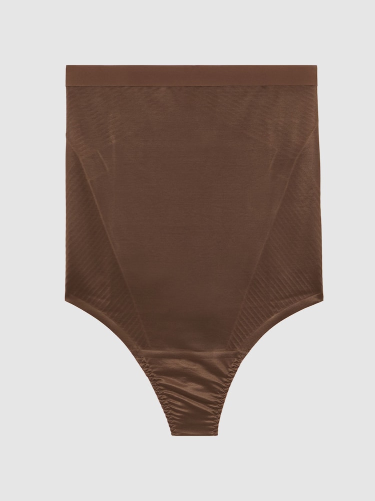 reiss High Waisted Thong in Chestnut Brown