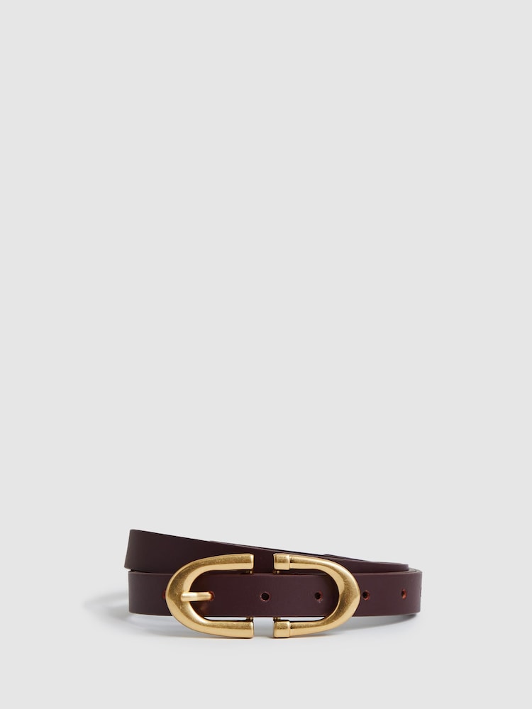 reiss Horseshoe Belt in Burgundy