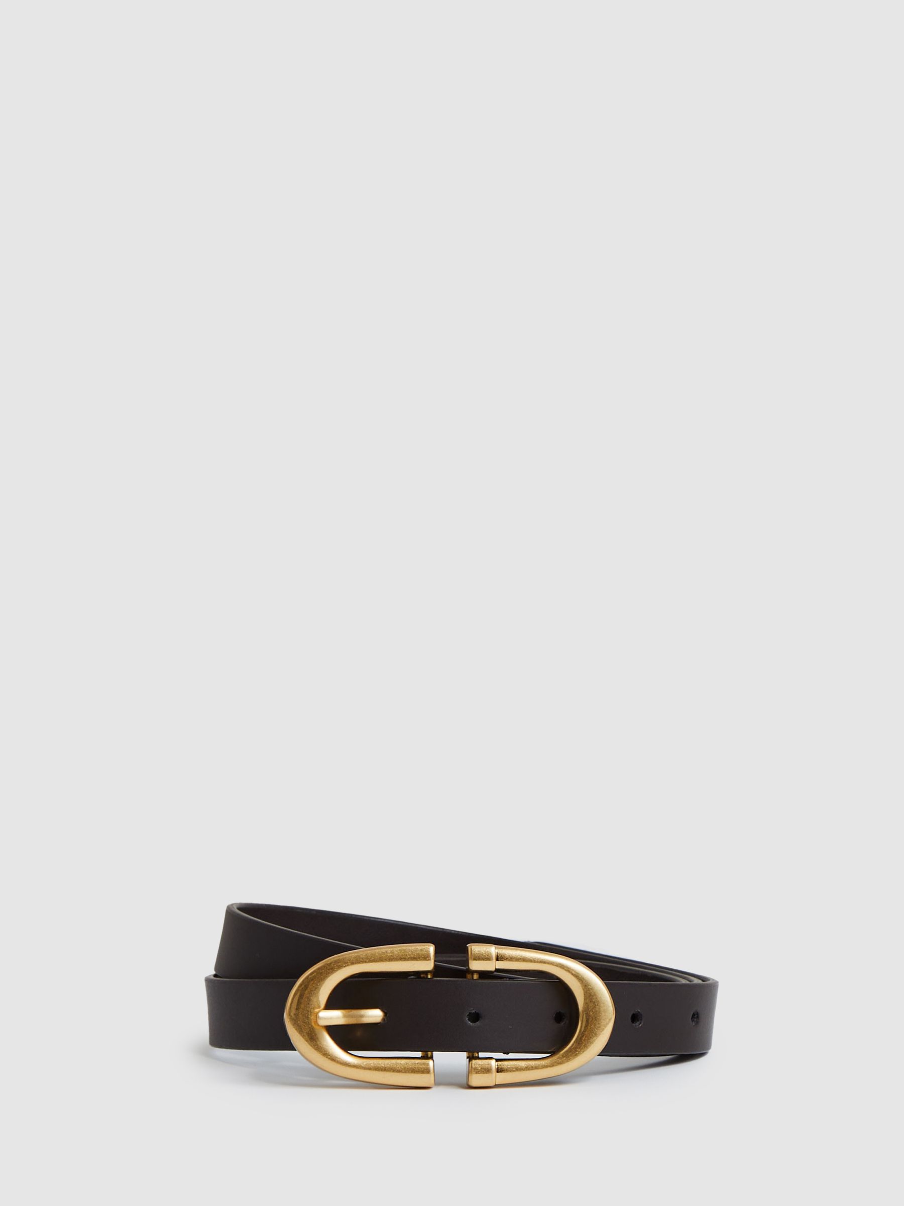 Reiss Horseshoe Belt In Chocolate