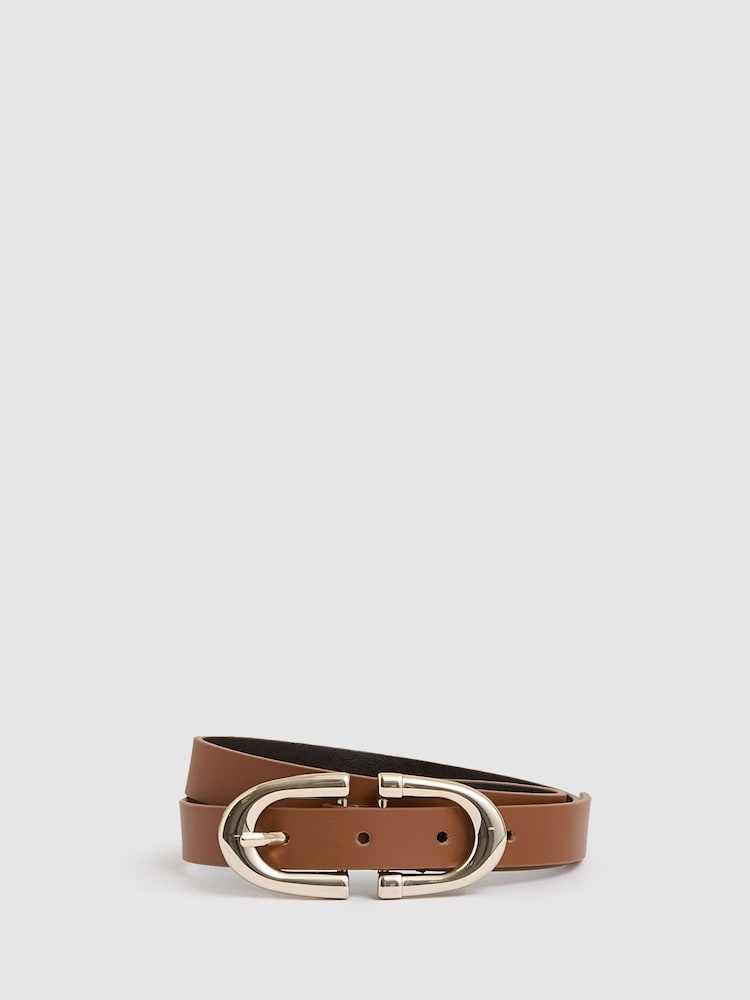 reiss Horseshoe Belt in Tan