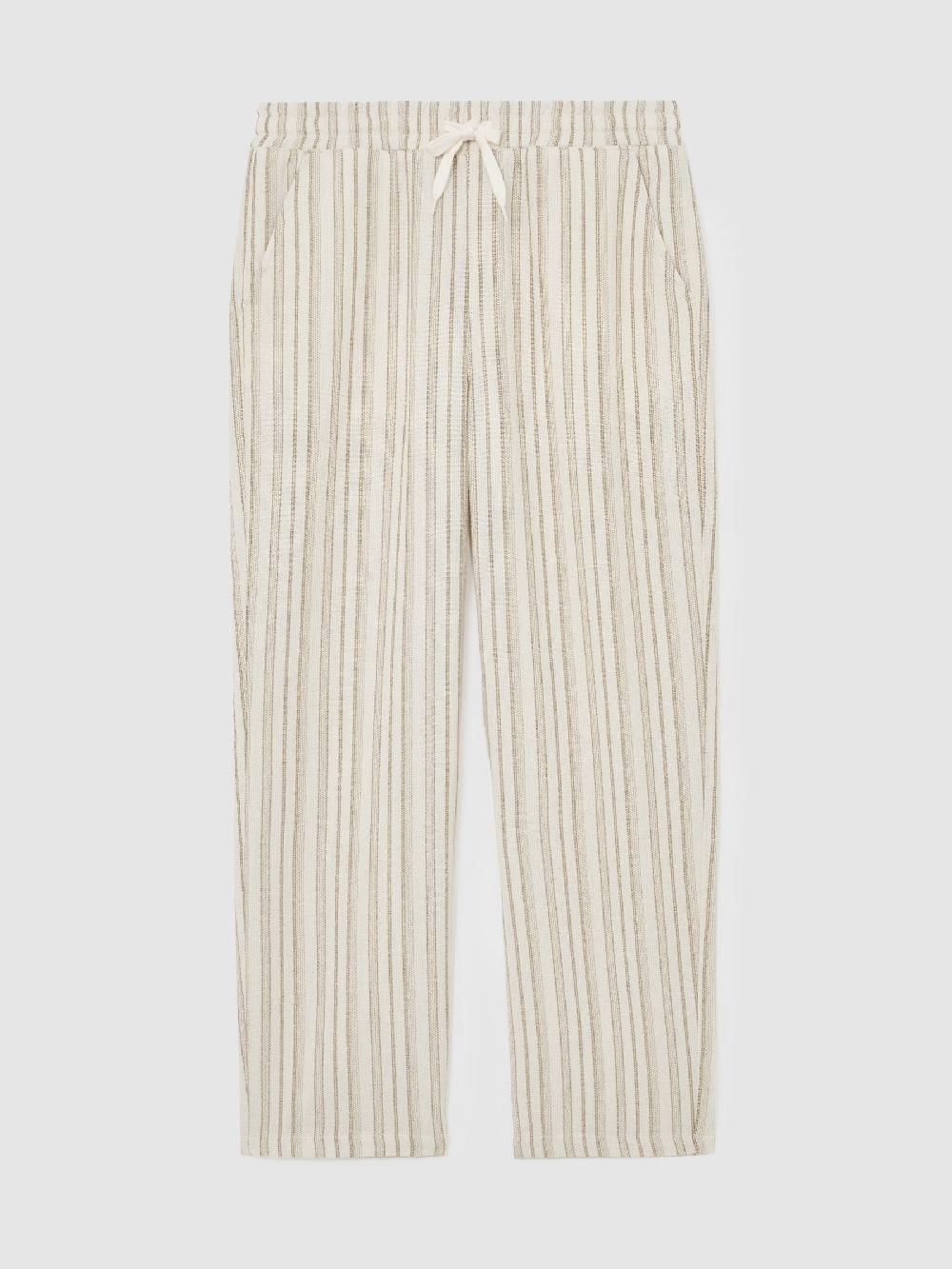 Reiss Houston Stripe Joggers In Ivory