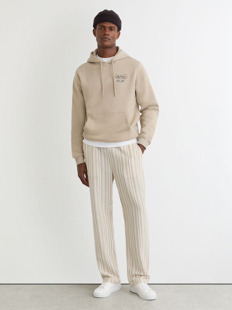 reiss Houston Stripe Joggers in Ivory