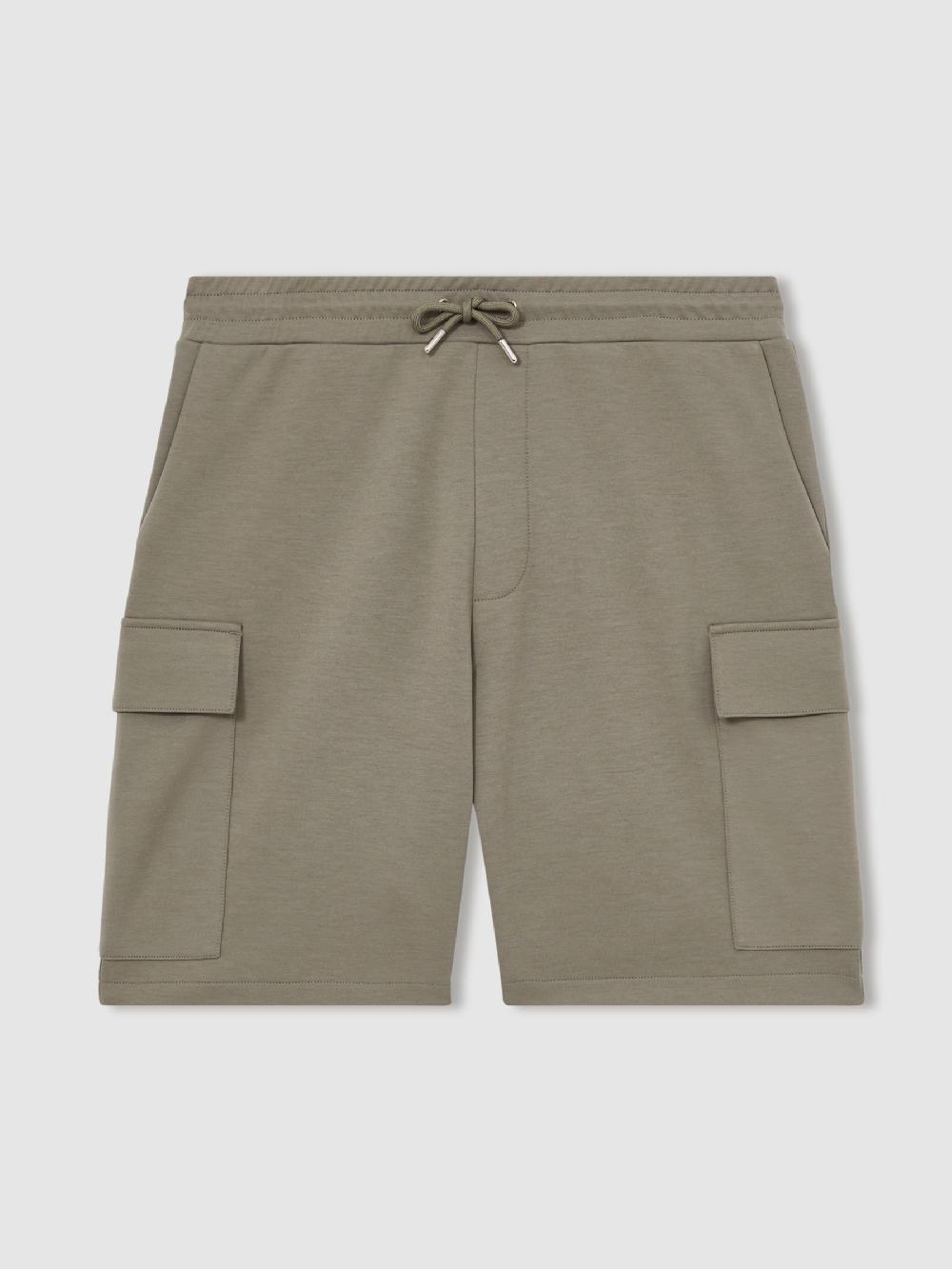 Reiss Interlock Cargo Shorts In Sage Green