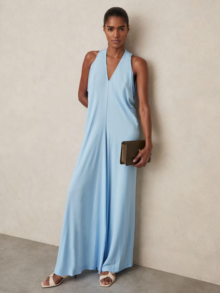 reiss Jersey Maxi Dress in Blue