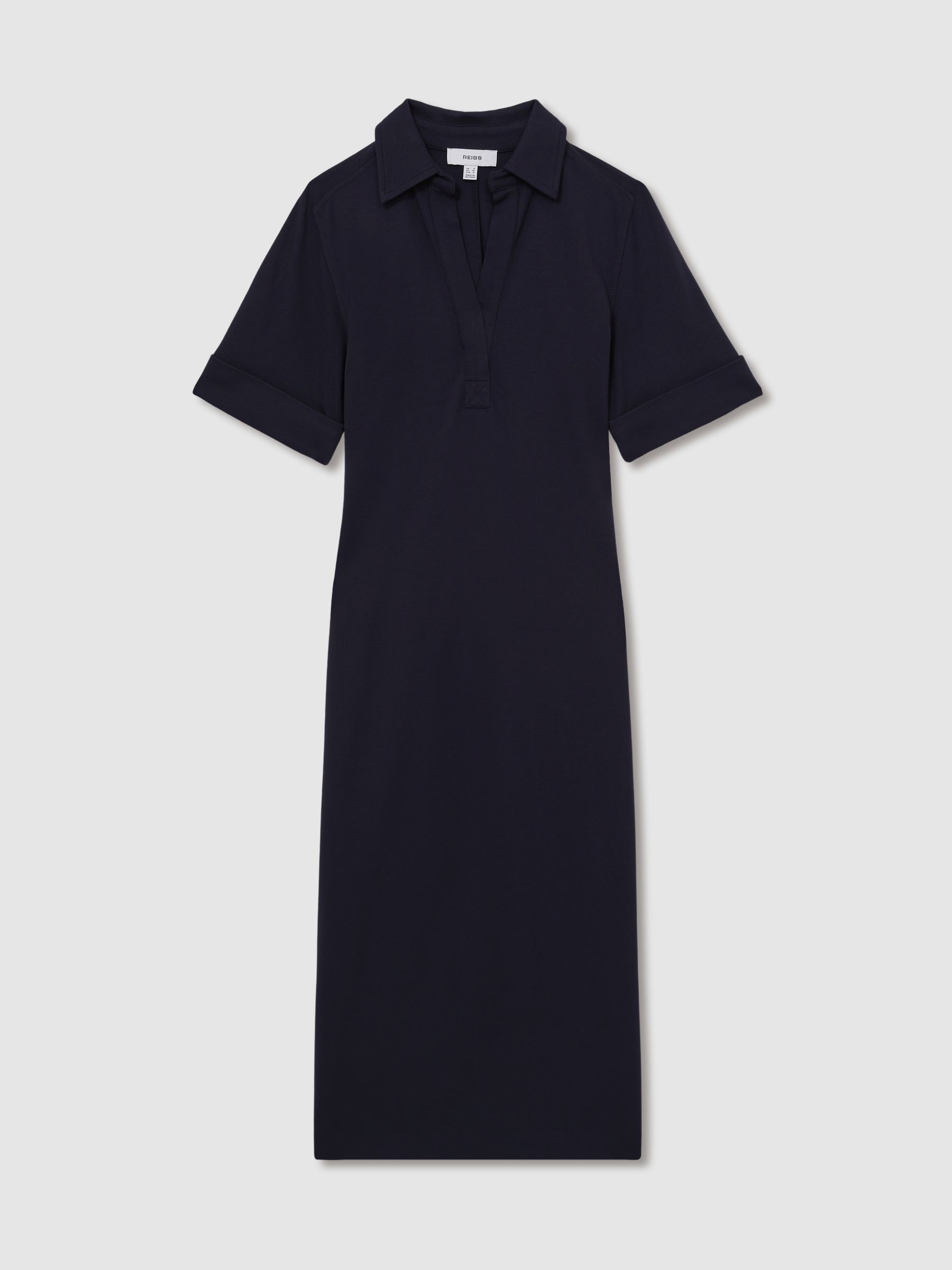 Reiss Jersey Open-Collar Bodycon Dress In Navy