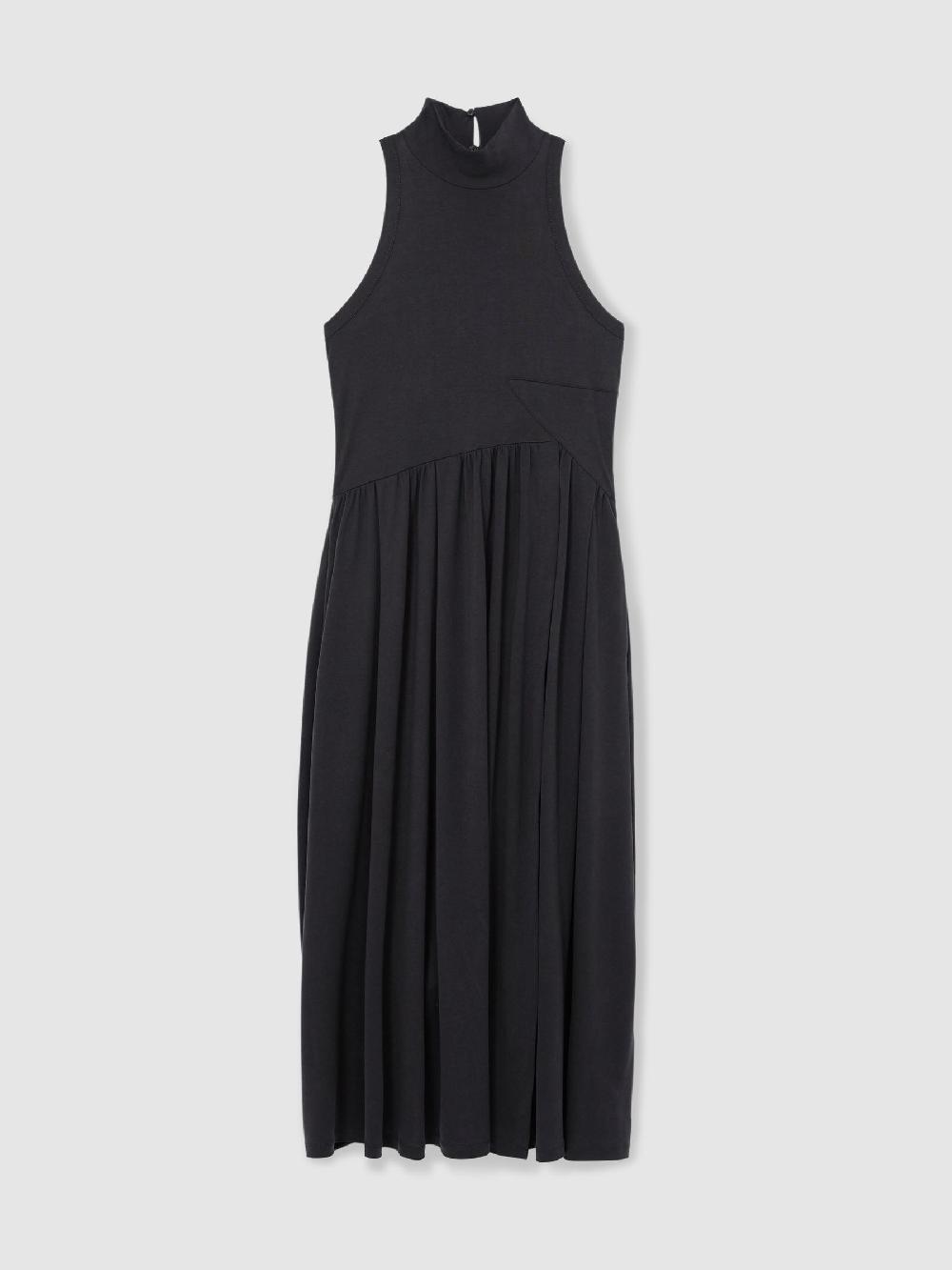 Reiss Jersey Sleeveless Midi Dress In Navy