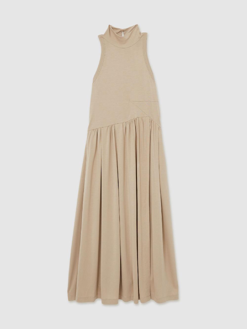 Reiss Jersey Sleeveless Midi Dress In Neutral