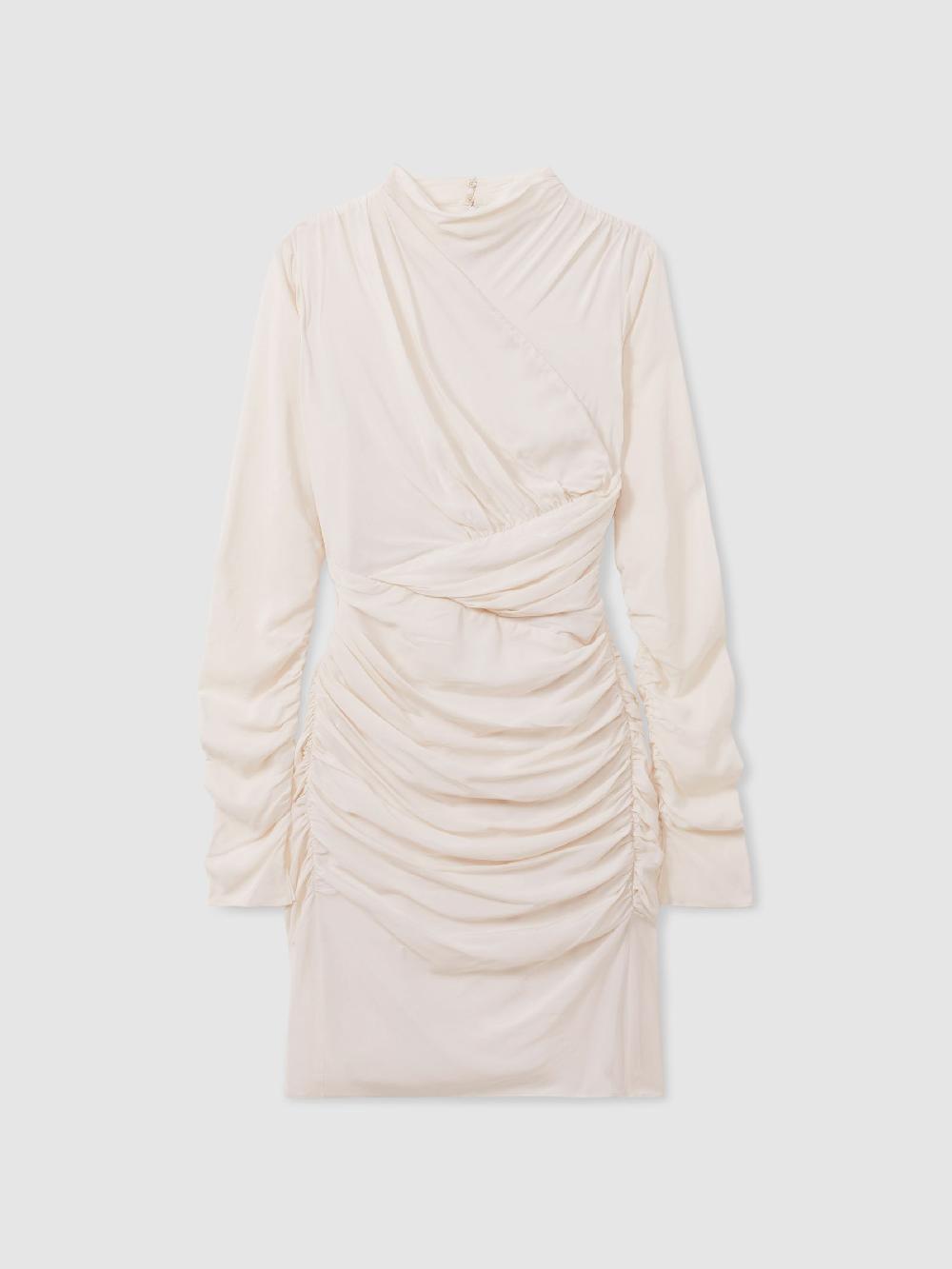 Reiss Kitty Pale Pink Ruched Mini Dress