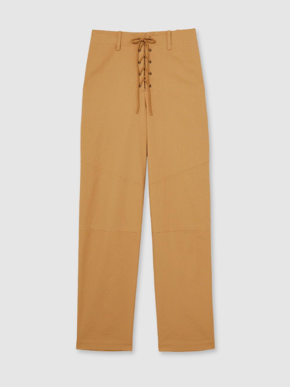 Reiss Lace-up Tapered Trousers In Tan