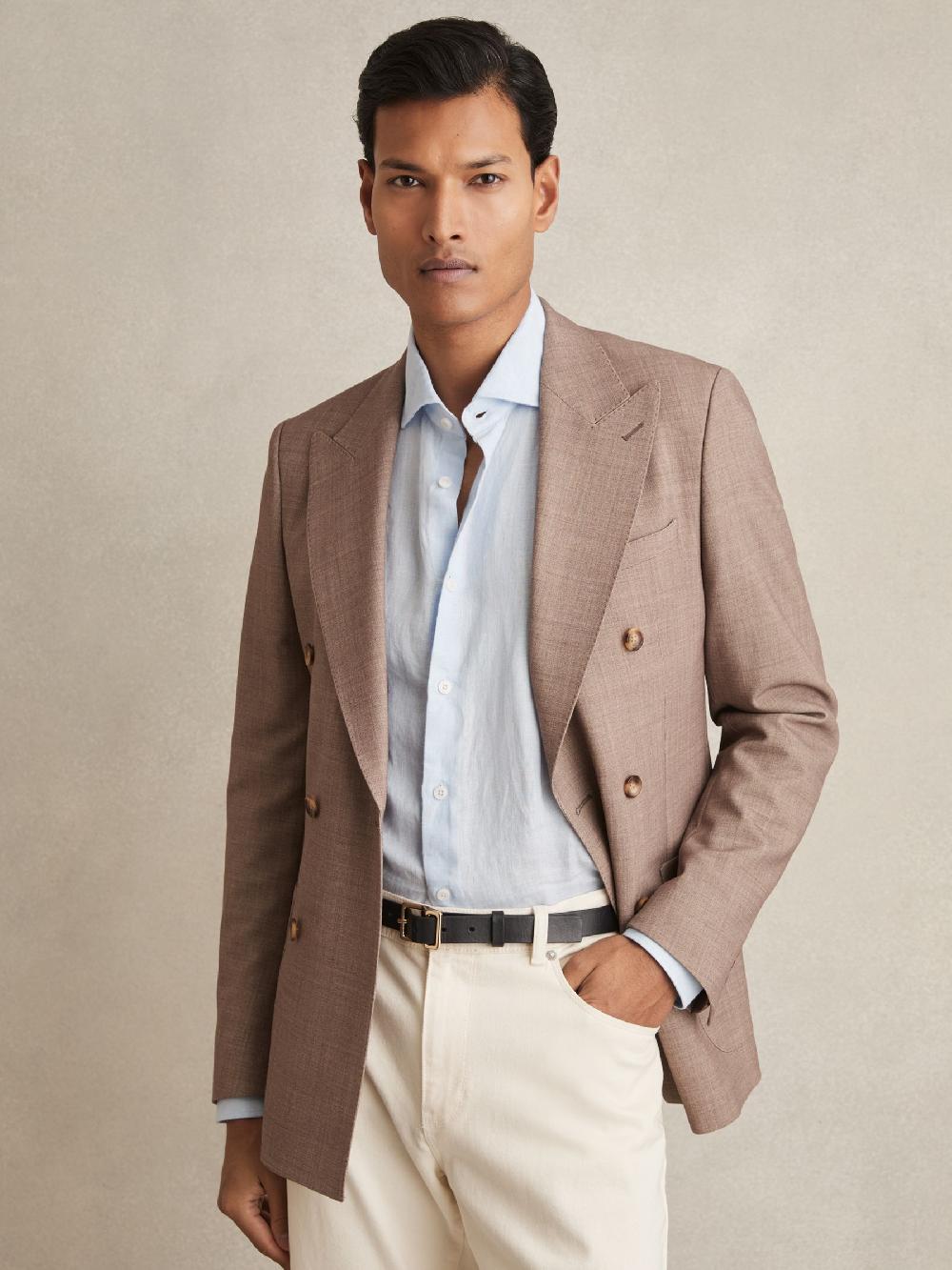 Reiss Leather Angled-Buckle Belt In Black