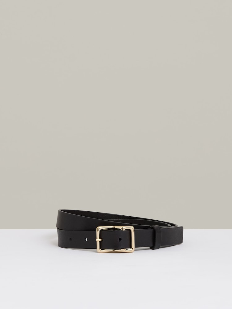 reiss Leather Angled-Buckle Belt in Black