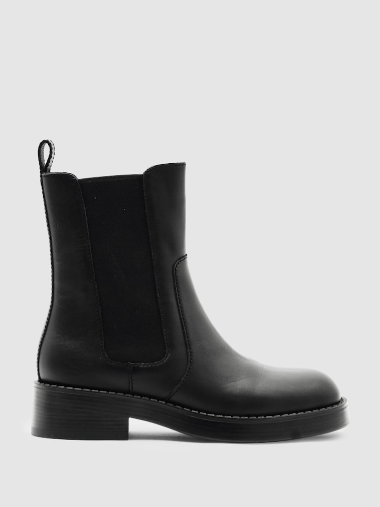 reiss Leather Chelsea Boots in Black