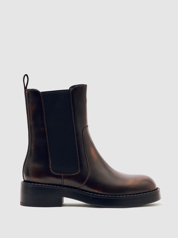 reiss Leather Chelsea Boots in Brown