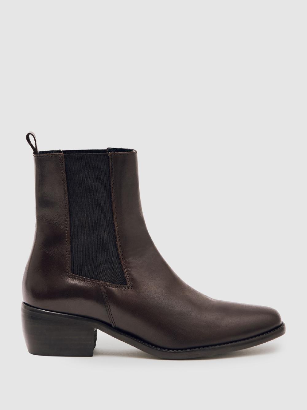 Reiss Leather Chelsea Boots In Chocolate Brown
