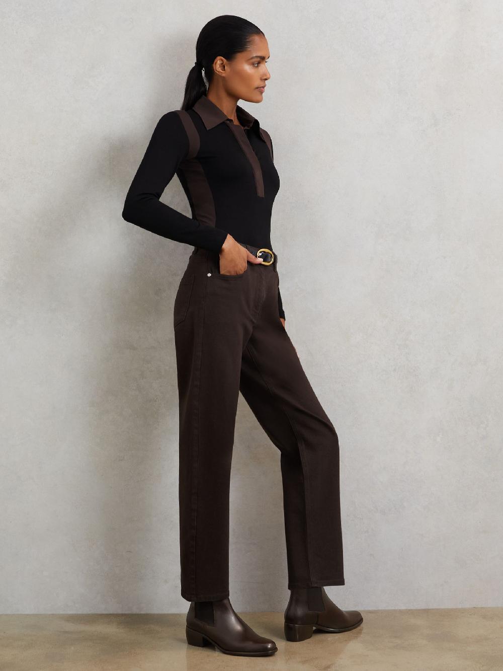 Reiss Leather Chelsea Boots In Chocolate Brown