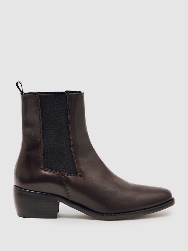 reiss Leather Chelsea Boots in Chocolate Brown