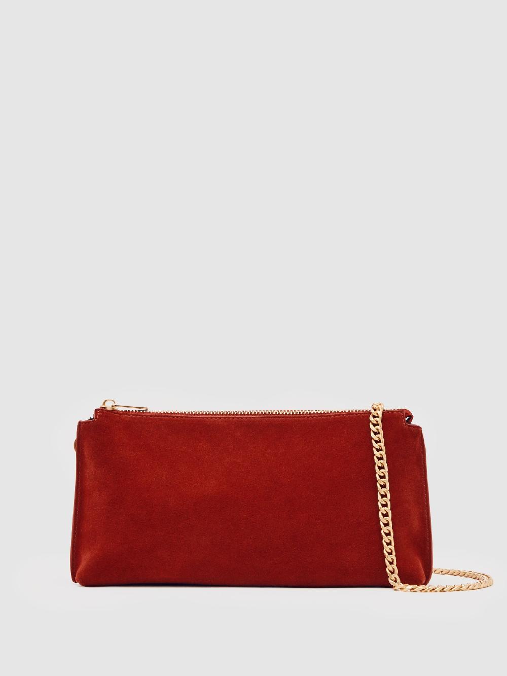Reiss Leather Double-Pouch Crossbody Bag In Red